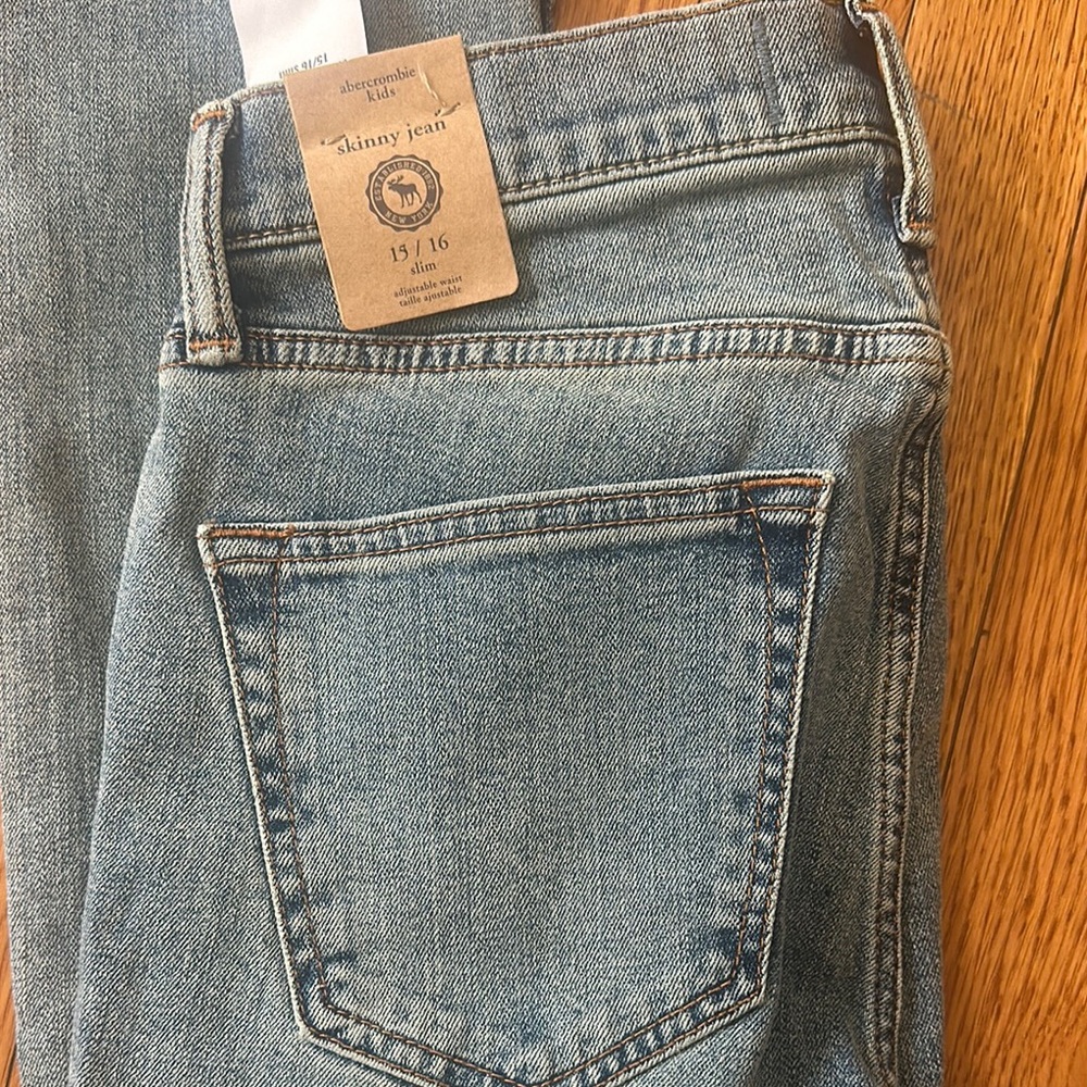 Distressed Blue Jeans with Red Accents - Picture 2 of 2